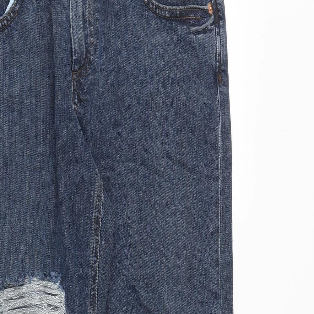 ASOS Womens Blue Cotton Straight Jeans Size 28 in Regular Zip