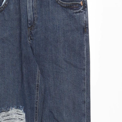 ASOS Womens Blue Cotton Straight Jeans Size 28 in Regular Zip