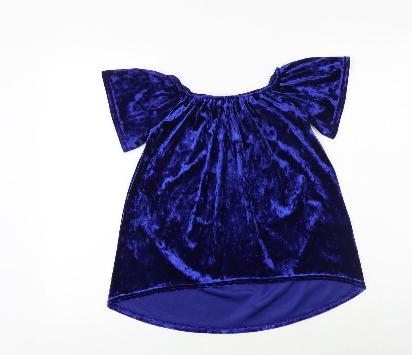 Quiz Womens Blue Polyester Basic Blouse Size 6 Round Neck