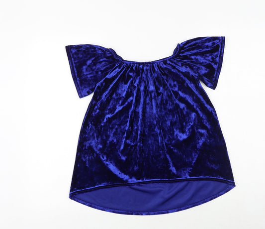 Quiz Womens Blue Polyester Basic Blouse Size 6 Round Neck