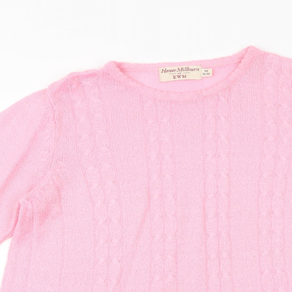 EWM Womens Pink Polyester Basic T-Shirt Size 14 Round Neck