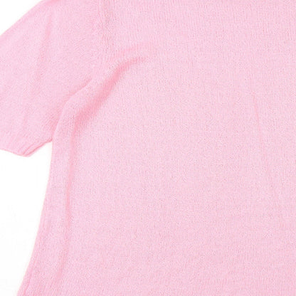 EWM Womens Pink Polyester Basic T-Shirt Size 14 Round Neck
