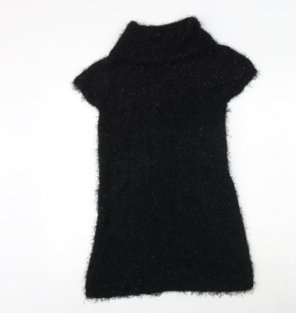 Julien Macdonald Girls Black Geometric Polyester A-Line Size 15 Years Mock Neck Pullover