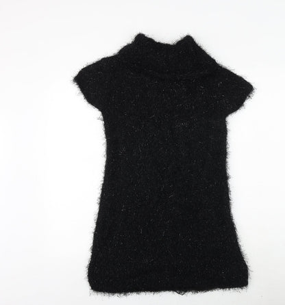 Julien Macdonald Girls Black Geometric Polyester A-Line Size 15 Years Mock Neck Pullover
