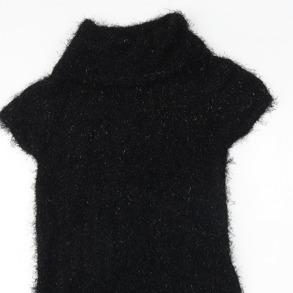 Julien Macdonald Girls Black Geometric Polyester A-Line Size 15 Years Mock Neck Pullover