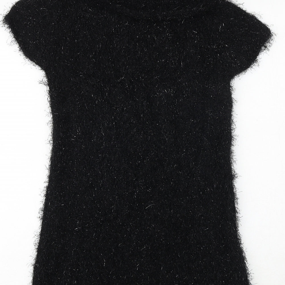Julien Macdonald Girls Black Geometric Polyester A-Line Size 15 Years Mock Neck Pullover