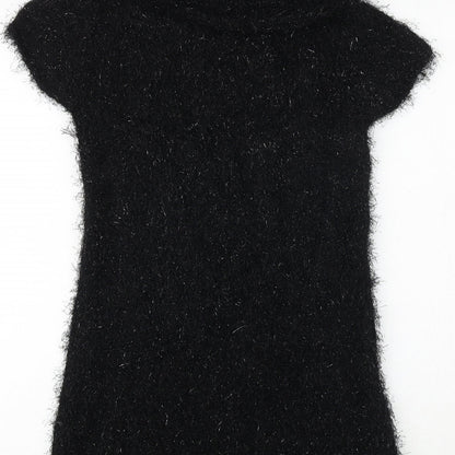 Julien Macdonald Girls Black Geometric Polyester A-Line Size 15 Years Mock Neck Pullover