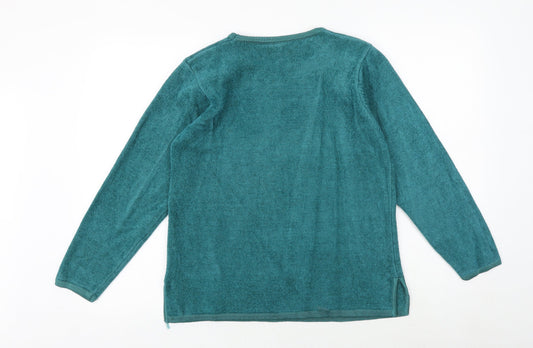 Avant Garde Womens Green Round Neck Acrylic Pullover Jumper Size S - Padded shoulders