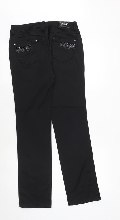 N&F Jeans Womens Black Cotton Straight Jeans Size 30 Regular Zip