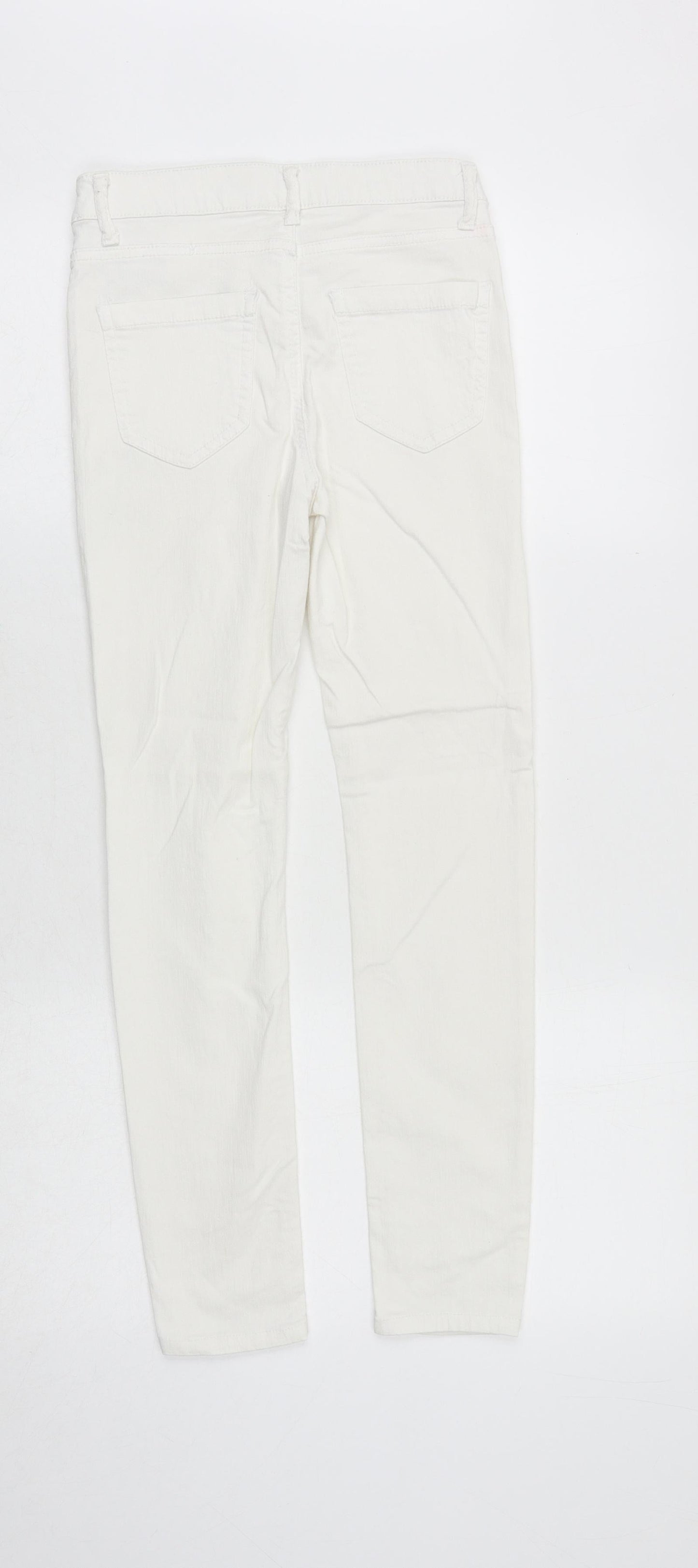 FBsister Womens Yellow Cotton Skinny Jeans Size S Regular Zip - Flower