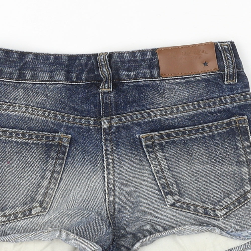 NEXT Girls Blue 100% Cotton Boyfriend Shorts Size 6 Years Regular Zip