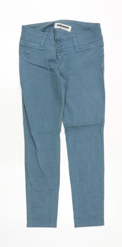 Emporium Womens Blue Cotton Straight Jeans Size 28 in Regular Zip
