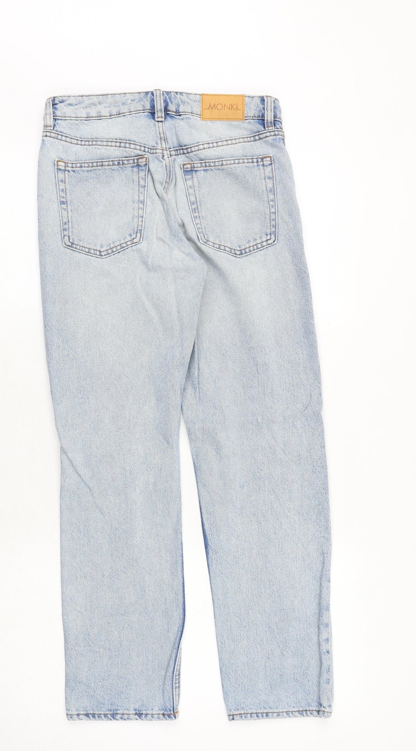 Monki Womens Blue Cotton Straight Jeans Size 28 in Regular Zip
