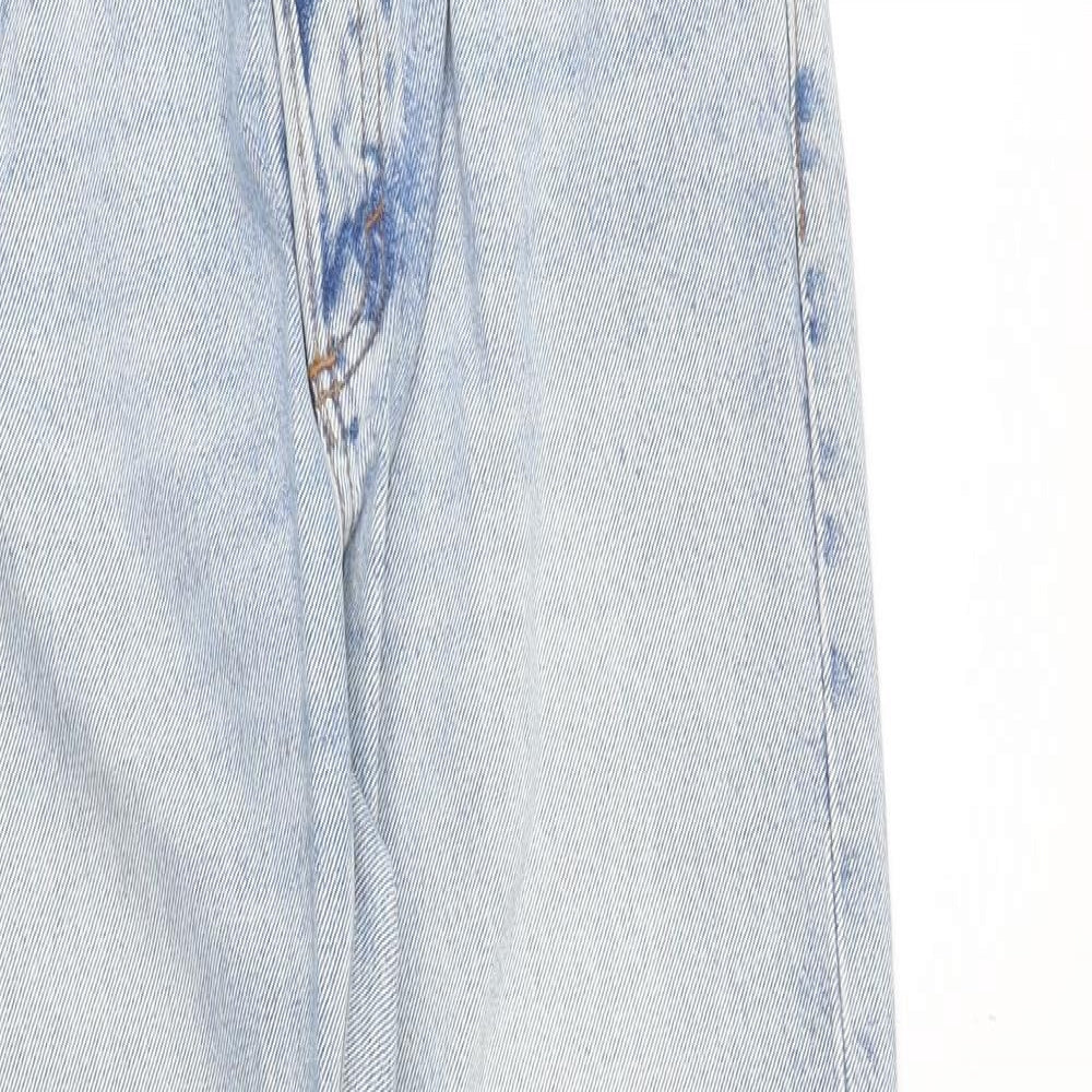 Monki Womens Blue Cotton Straight Jeans Size 28 in Regular Zip