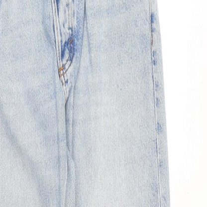 Monki Womens Blue Cotton Straight Jeans Size 28 in Regular Zip