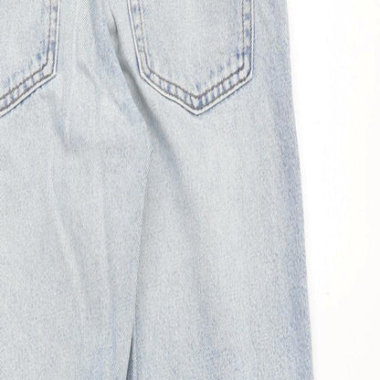 Monki Womens Blue Cotton Straight Jeans Size 28 in Regular Zip