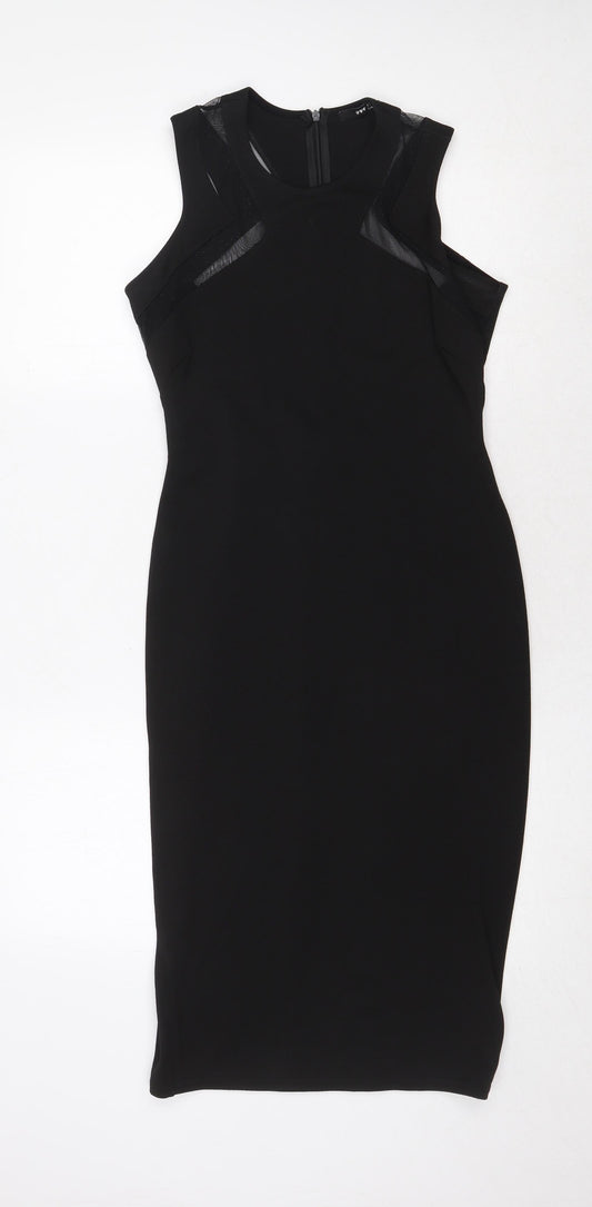 TFNC Womens Black Polyester A-Line Size L Round Neck Zip