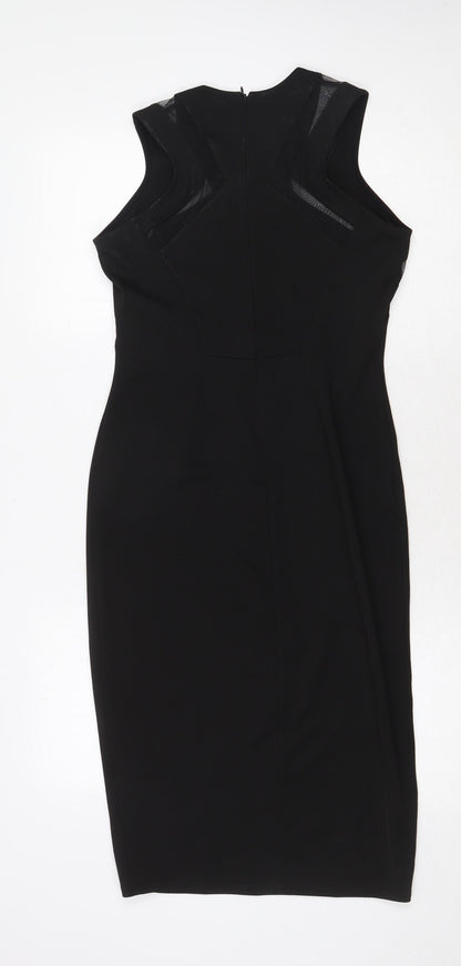 TFNC Womens Black Polyester A-Line Size L Round Neck Zip