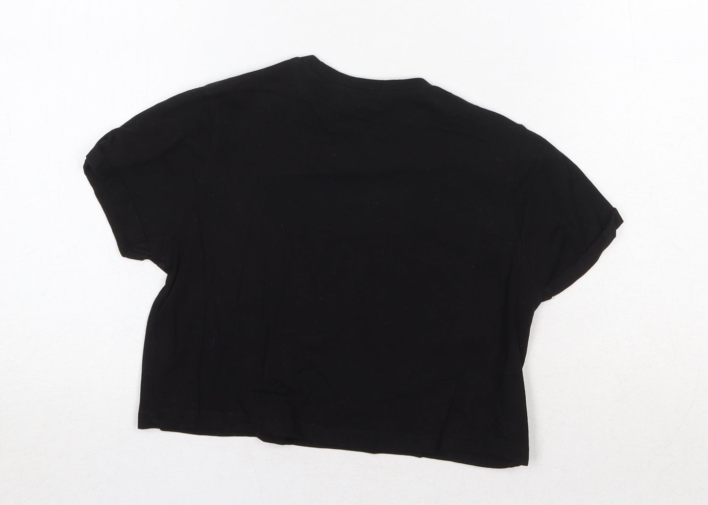 Womens UK Size 4 PRETTYLITTLETHING Black Cropped T-Shirt