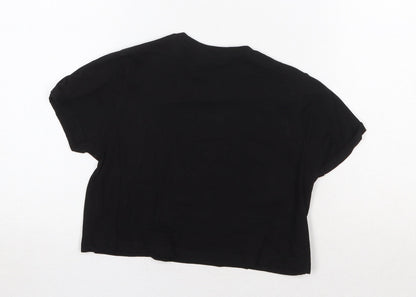 Womens UK Size 4 PRETTYLITTLETHING Black Cropped T-Shirt