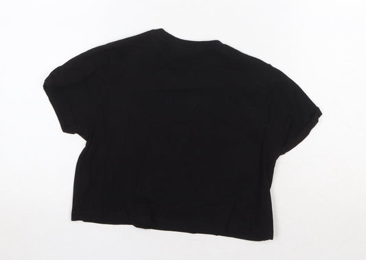 Womens UK Size 4 PRETTYLITTLETHING Black Cropped T-Shirt