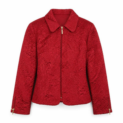 Rikkoff Womens Red Geometric Jacket Size 10 Zip