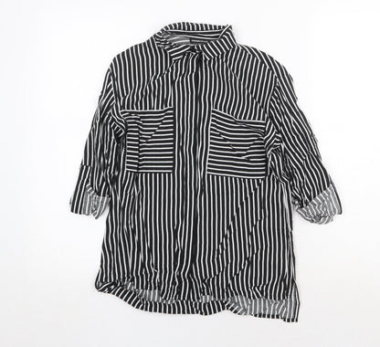 Womens UK Size 8 Warehouse Black Basic Button-Up