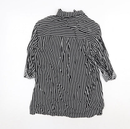 Womens UK Size 8 Warehouse Black Basic Button-Up