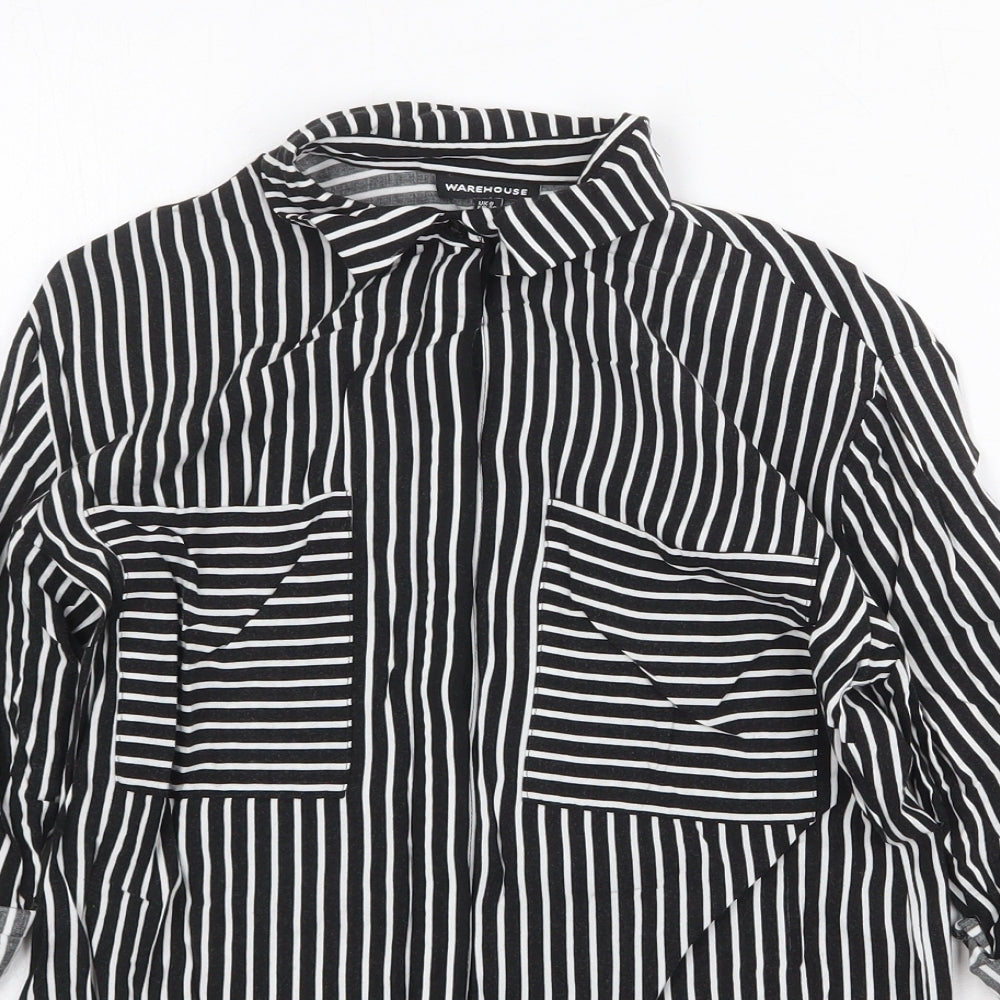 Womens UK Size 8 Warehouse Black Basic Button-Up