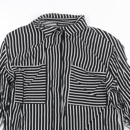 Womens UK Size 8 Warehouse Black Basic Button-Up