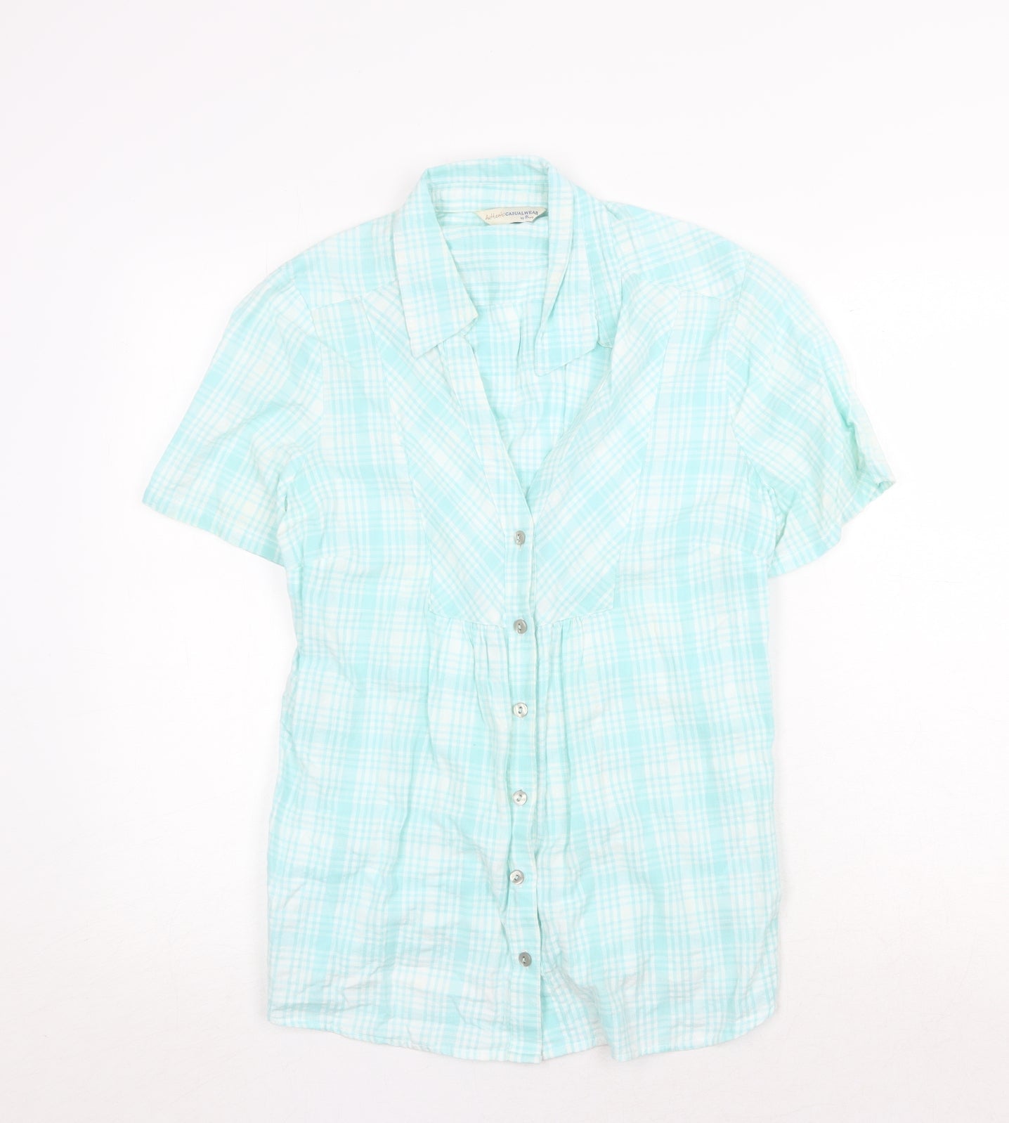 Womens UK Size 14 BHS Green Basic Button-Up
