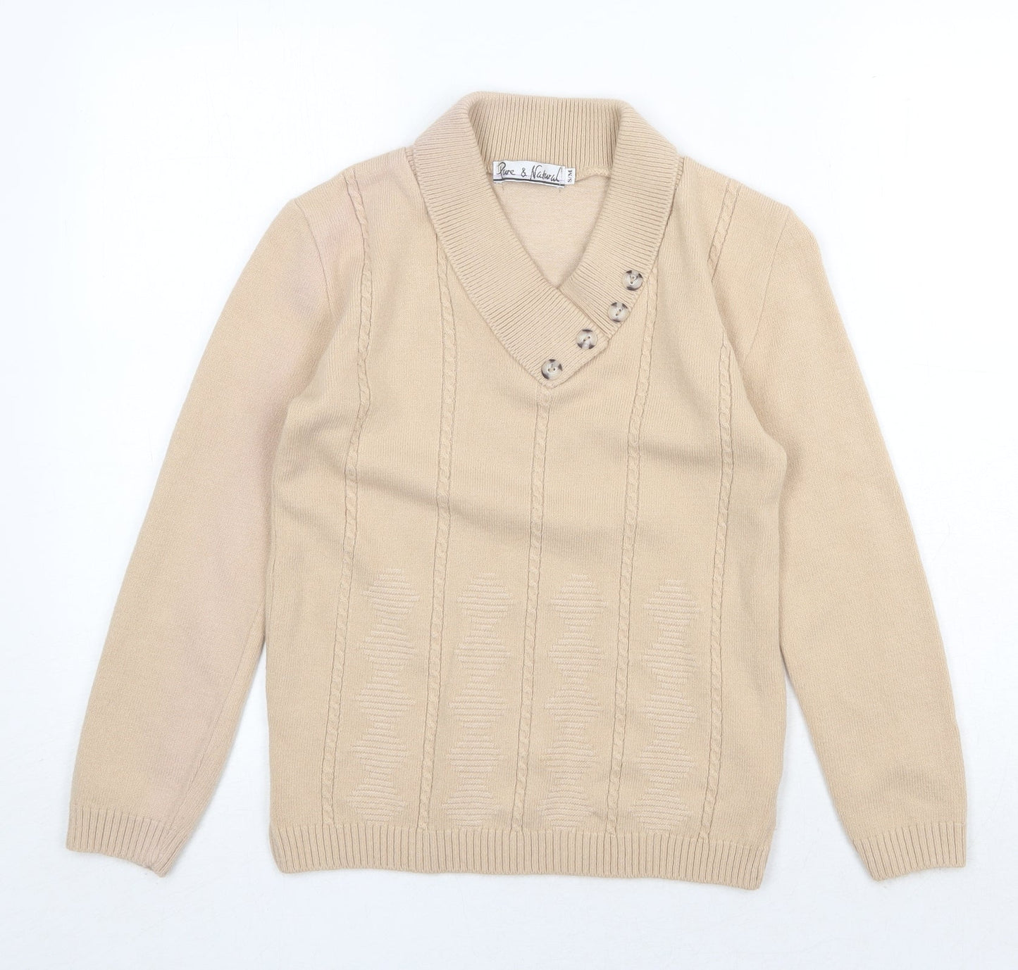 Womens UK Size S Pure & Natural Beige Pullover Jumper
