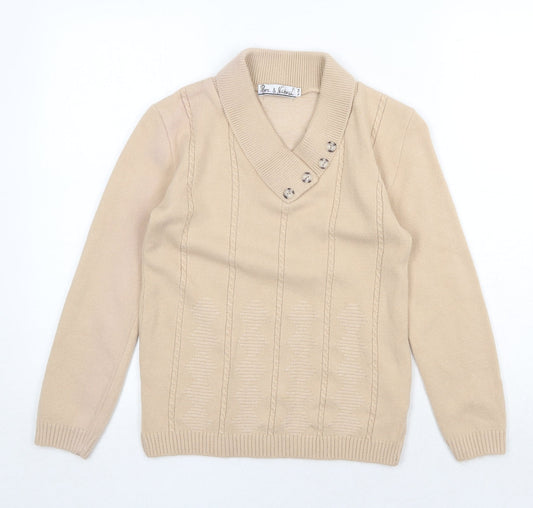 Womens UK Size S Pure & Natural Beige Pullover Jumper