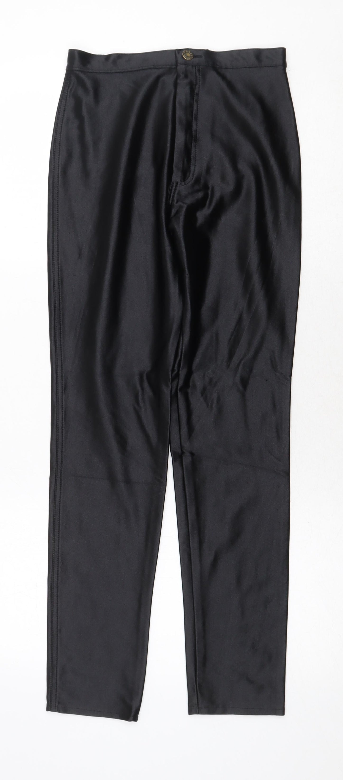Scirocco Womens Black Nylon Trousers Size 12 Regular Zip - Faux Leather