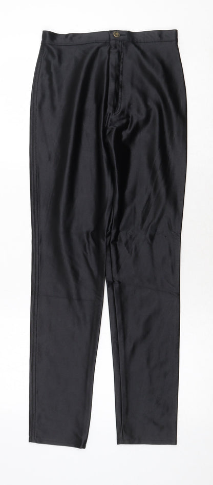 Scirocco Womens Black Nylon Trousers Size 12 Regular Zip - Faux Leather