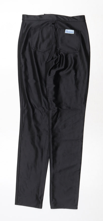 Scirocco Womens Black Nylon Trousers Size 12 Regular Zip - Faux Leather