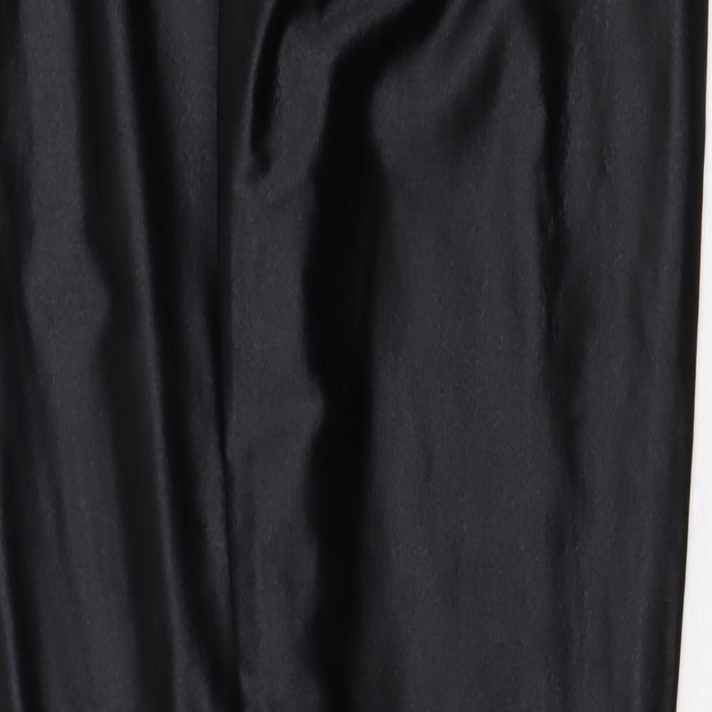 Scirocco Womens Black Nylon Trousers Size 12 Regular Zip - Faux Leather