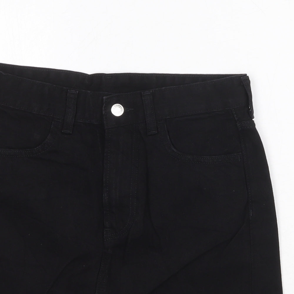 H&M Womens Black Cotton A-Line Skirt Size 8 Zip