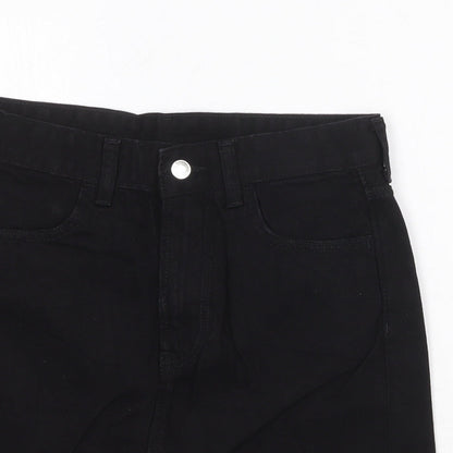 H&M Womens Black Cotton A-Line Skirt Size 8 Zip