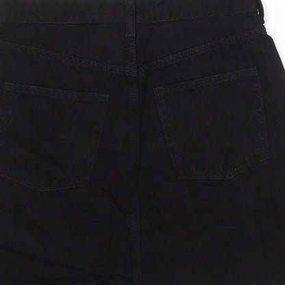 H&M Womens Black Cotton A-Line Skirt Size 8 Zip