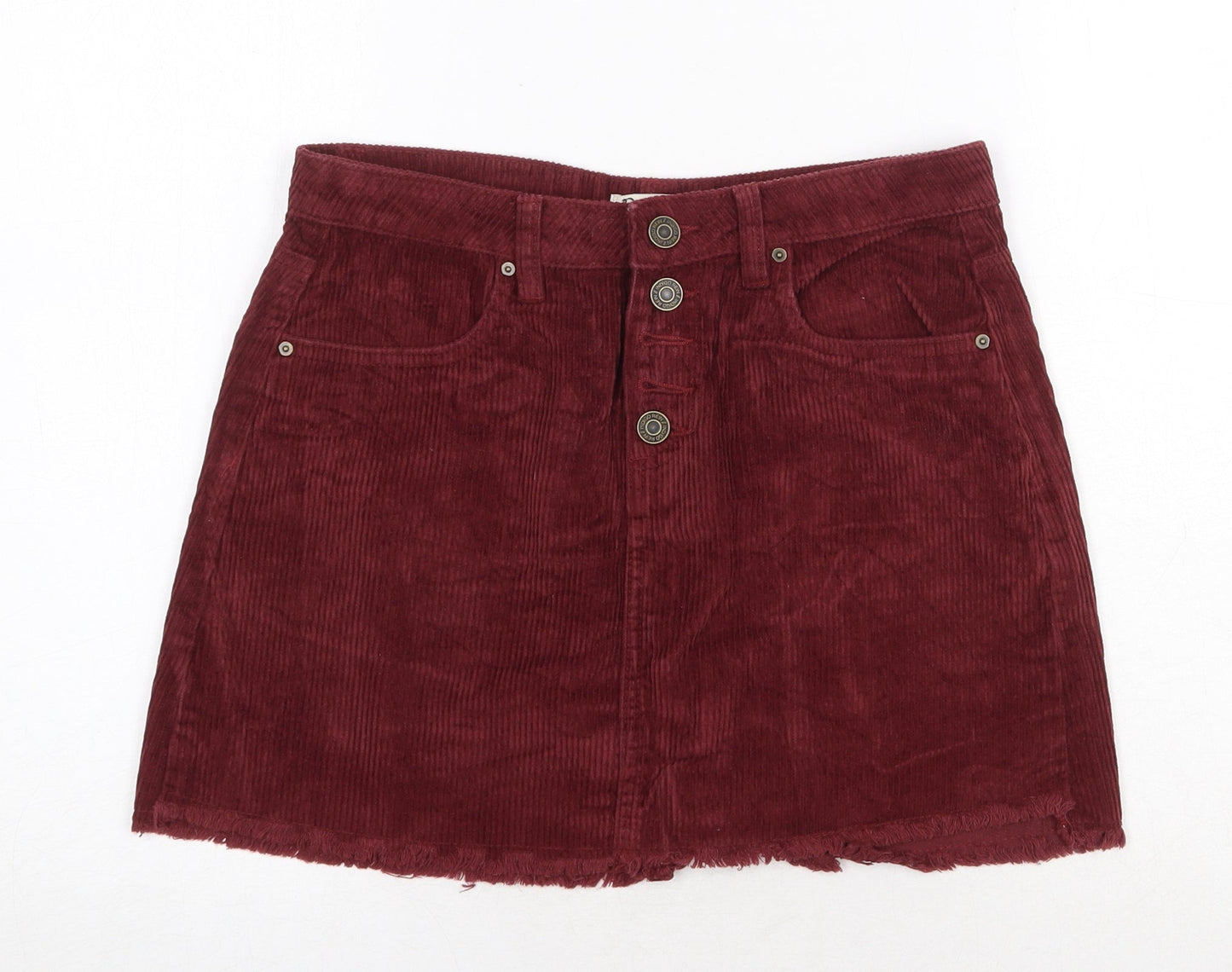 Ondigo Rein Womens Red Cotton Mini Skirt Size 28 in Zip