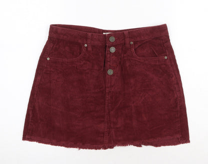 Ondigo Rein Womens Red Cotton Mini Skirt Size 28 in Zip