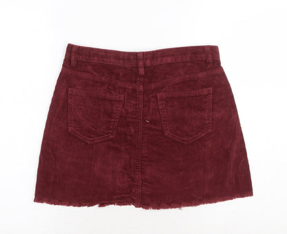 Ondigo Rein Womens Red Cotton Mini Skirt Size 28 in Zip