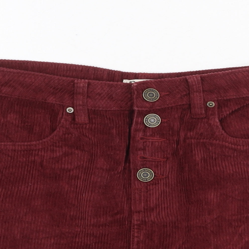 Ondigo Rein Womens Red Cotton Mini Skirt Size 28 in Zip