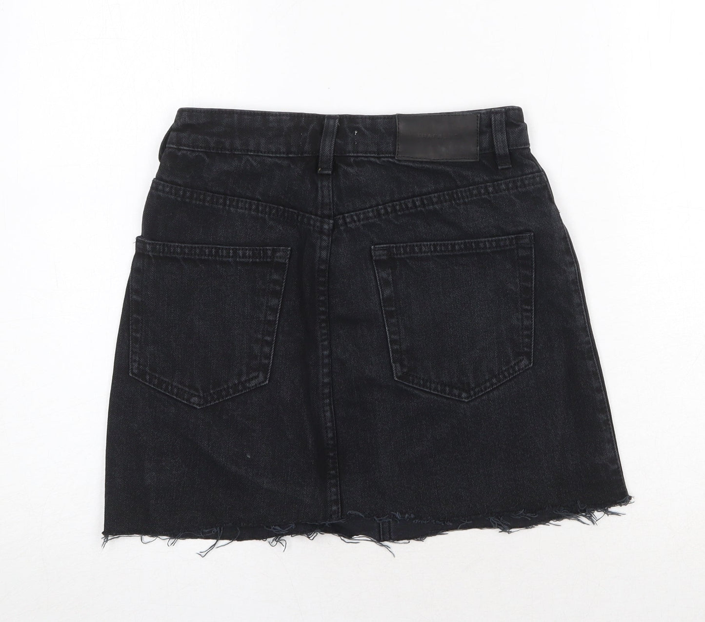 TRF Womens Black Cotton Mini Skirt Size 26 in Zip