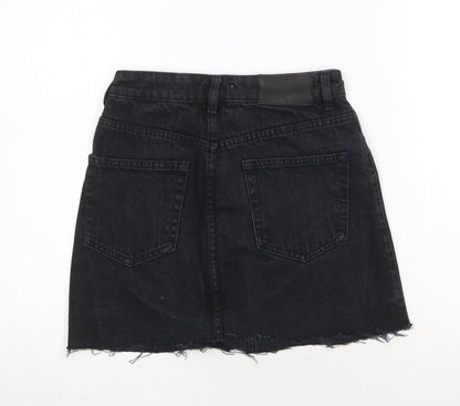 TRF Womens Black Cotton Mini Skirt Size 26 in Zip