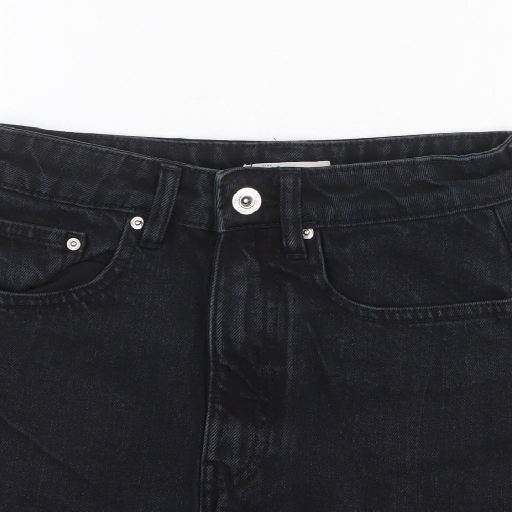 TRF Womens Black Cotton Mini Skirt Size 26 in Zip