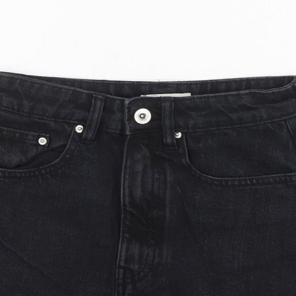 TRF Womens Black Cotton Mini Skirt Size 26 in Zip