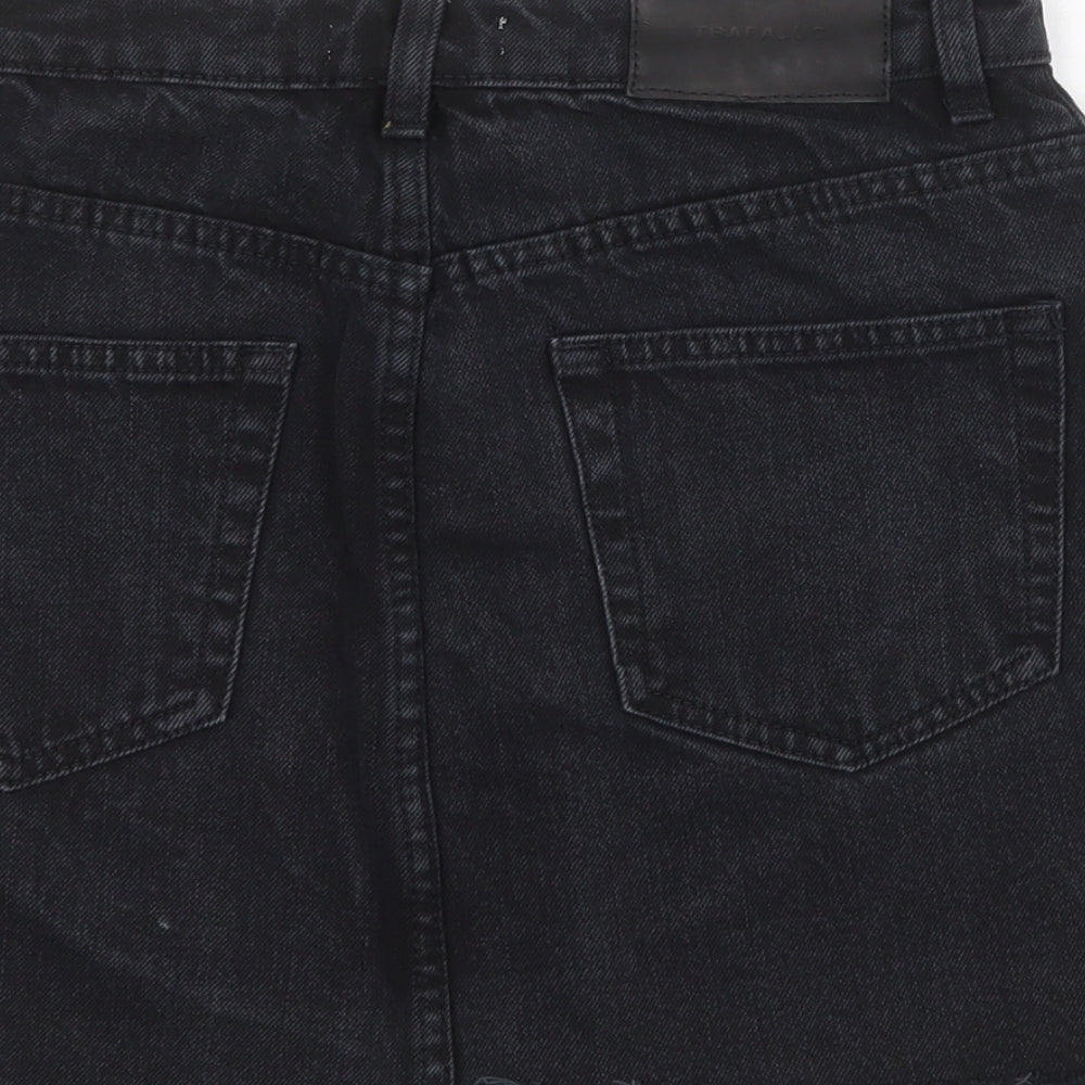 TRF Womens Black Cotton Mini Skirt Size 26 in Zip