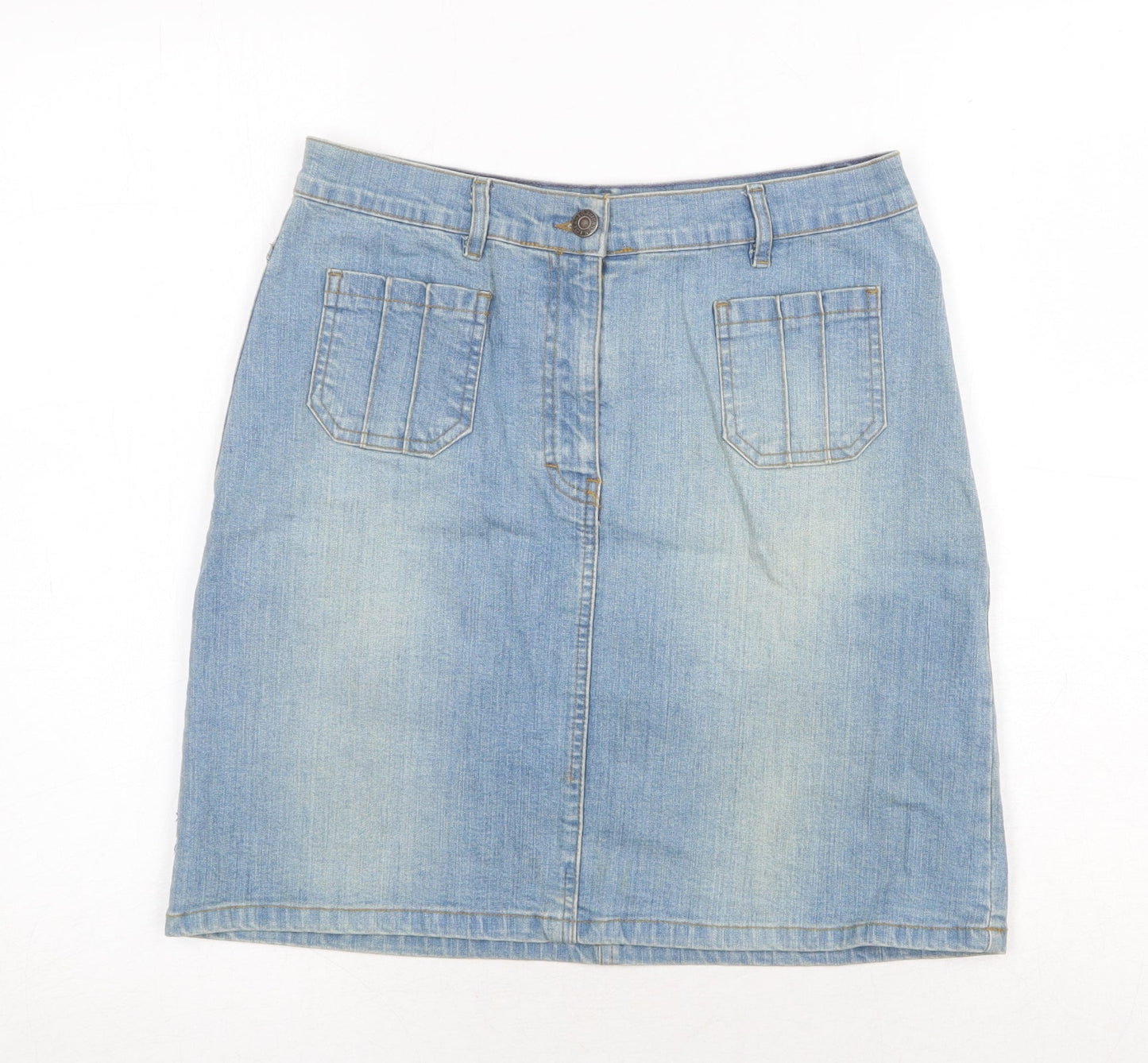 NL Jeans Womens Blue Cotton Straight & Pencil Skirt Size 28 in Zip